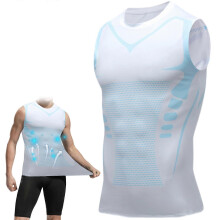 (2XL, White A) Men's Workout Compression Shirt Breathable Quick-Dry Slimming Undershirt Sleeveless Muscle Tee for Running & Gym