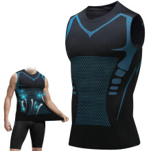 (S, Black A) Men's Workout Compression Shirt Breathable Quick-Dry Slimming Undershirt Sleeveless Muscle Tee for Running & Gym