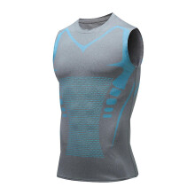 (S, Gray B) Men's Workout Compression Shirt Breathable Quick-Dry Slimming Undershirt Sleeveless Muscle Tee for Running & Gym