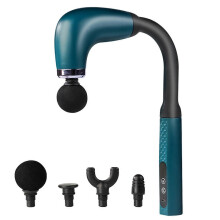 (Atrovirens) Deep Tissue Massage Gun with Extended Handle, U-Shaped Back Massager for Neck Shoulder Legs, 4 Massage Heads & 9 Levels
