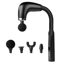 (Black) Deep Tissue Massage Gun with Extended Handle, U-Shaped Back Massager for Neck Shoulder Legs, 4 Massage Heads & 9 Levels