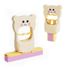 (Cream) Portable Mini Cleaning Mop, Self-Squeeze Foldable Mop, Cartoon Sponge Mop for Bathroom, Kitchen, Desktop & Glass Cleaning