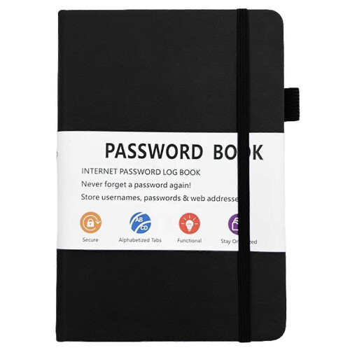 (Black) Notebook for Passwords, Password Keeper Gifting For Friends