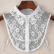(White) Women Detachable False Faux Lace Frill Stand Collar Blouse Shirt Bib
