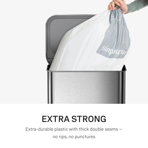 simplehuman CW0263 code P Custom Fit Bin Liner Bulk Pack, White Plastic (3 Pack of 20, Total 60 Liners) 2