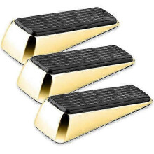3 Packs Of Heavy-duty Polished Brass Door Wedges, Non Slip Solid f26