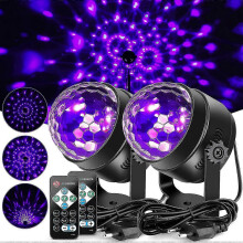 2 Pack, Disco Ball, 6W LED Stage Light 7 Lighting Modes with Remote Control, Voice Activated Disco Ball, Portable Disco Lighting for Christmas Par