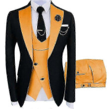 (4XL, Orange) Men's Slim Fit 3 Piece Suit Tuxedo Set Jacket Pants Vest for Formal Occasions