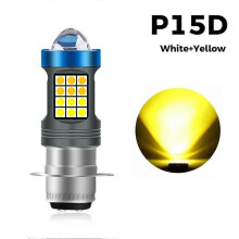 (White and Yellow P15D) LED Motorcycle Headlight H4 BA20D P15D White/Yellow Ultra High Brightness