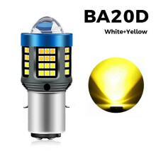 (White and yellow BA20D) LED Motorcycle Headlight H4 BA20D P15D White/Yellow Ultra High Brightness
