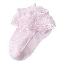 (10-12 years old, Pink) Baby Girl White Lace Ruffle Socks Breathable Baby Socks Spring Autumn Summer Dress Socks