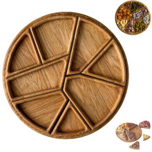 (Large) Puzzle Serving Tray Wooden Food Tray, Funny Puzzle Shaped Serving Tray with 8 Removable Compartments