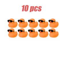 (10PCS) 10-100pc Mini Orange Rubber Ducks Set in Bulk with Sunglasses Float Squeak Tiny Rubber Duck Toy for Kids Party Birthday Supplies