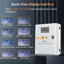 MPPT 20A Solar Charger Controller 12V 24V Battery Regulator with LCD Display for AGM, Gel, Flooded and Lithium