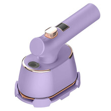 (EU plug, Purple) Foldable Steam Iron Portable Handheld Travel Steamer for Clothes, Dry & Wet 2-in-1 with LCD Display
