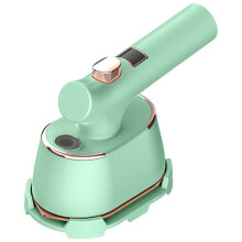 (EU plug, Green) Foldable Steam Iron Portable Handheld Travel Steamer for Clothes, Dry & Wet 2-in-1 with LCD Display