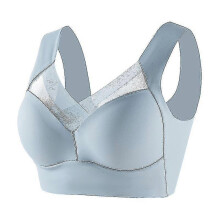 (3XL, blue) Womens Wireless Bra, Full-coverage Pullover Stretch-knit Bra, Smoothing T-shirt Bra