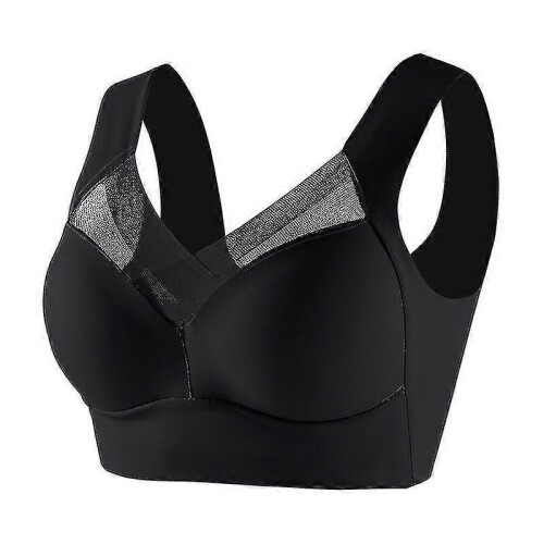 (2XL, black) Womens Wireless Bra, Full-coverage Pullover Stretch-knit Bra, Smoothing T-shirt Bra
