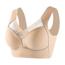 (L, color) Womens Wireless Bra, Full-coverage Pullover Stretch-knit Bra, Smoothing T-shirt Bra