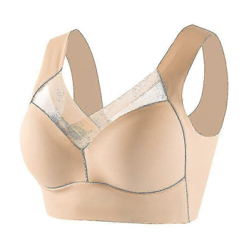 (L, color) Womens Wireless Bra, Full-coverage Pullover Stretch-knit Bra, Smoothing T-shirt Bra