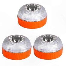 3-Pack Emergency LED Flashlights with White & Yellow Lamps, Magnetic Base for Traffic Safety Warning Lights