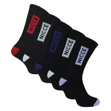(6-11, Schwarz) Nicce - NICCE - 5er Pack Herren Sports Crew Socken Baumwollreich Atmungsaktiv Gepolstert