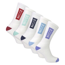 (6-11, Weiß) Nicce - NICCE - 5er Pack Herren Sports Crew Socken Baumwollreich Atmungsaktiv Gepolstert