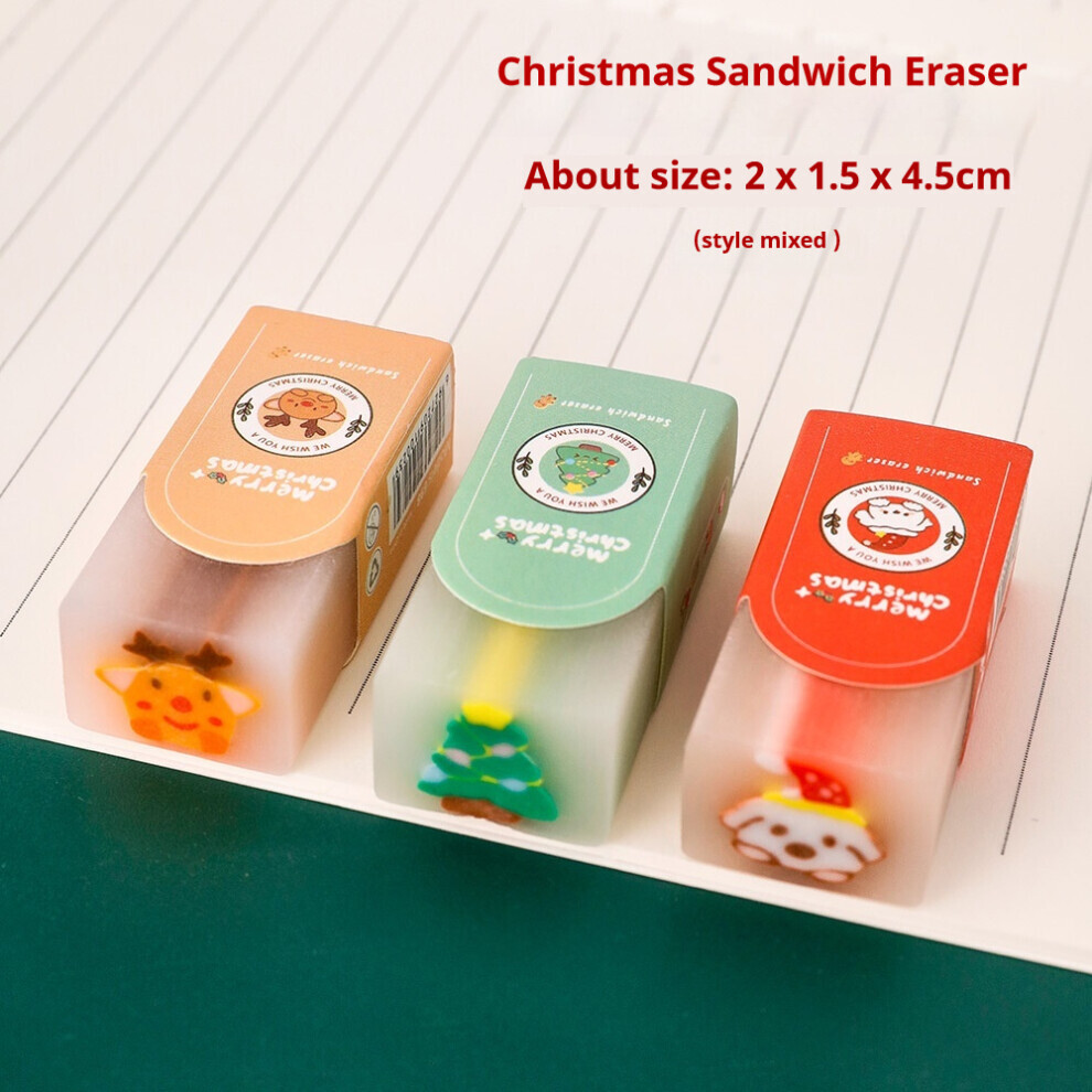 Erasers Pencil Eraser Stationery Cute Kawaii Cartoon 3Pcs/Lot Christmas Sanwich Wipe Clean Chritmas Tree Elk Cutting Rubber Kids New-image-OPC-PWFTG65-NEW