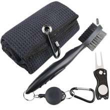 Golf Club Cleaner Kit: Towel, Brush, Divot Tool, Groove Sharpener for Men & Women