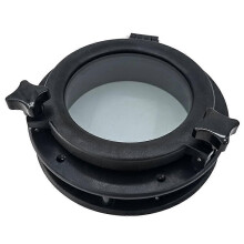 10.5 Inch Boat Circle Round Porthole Window, Black ABS Trim & Tempered Glass