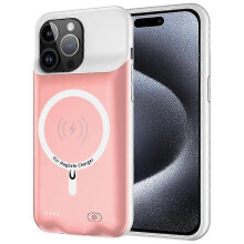 (Pink) G98S Battery Case Compatible For iPhone 15 Pro Max , 8500mAh Power Bank Portable Charging Phone Case Compatible with Magsafe