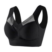 (L, black) Womens Wireless Bra, Full-coverage Pullover Stretch-knit Bra, Smoothing T-shirt Bra