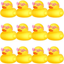 (F) 12 Pcs Rubber Ducks with 12 Sunglasses/ Hats/ Headwear/ Scarf Small Cruise Ducks in Bulk Mini Rubber Duckies Toys Gift