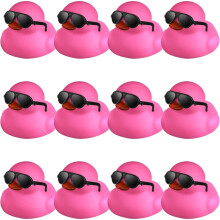 (G) 12 Pcs Rubber Ducks with 12 Sunglasses/ Hats/ Headwear/ Scarf Small Cruise Ducks in Bulk Mini Rubber Duckies Toys Gift