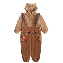 (XL, Brown) Cartoon Kigurumi Bear Onesies Flannel Hooded Onesies Adults Women Animal Halloween Christmas Cosplay Pajamas Cute Dress Up