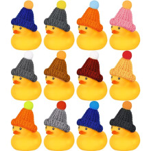 (E) 12 Pcs Rubber Ducks with 12 Sunglasses/ Hats/ Headwear/ Scarf Small Cruise Ducks in Bulk Mini Rubber Duckies Toys Gift
