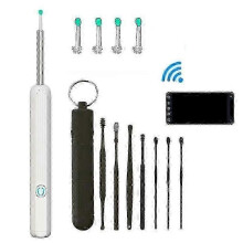 (Black) Wireless Smart Visual Ear Cleaner USB WiFi Otoscope TW1 Ear Wax Removal Tool Set with Camera Ear Endoscope HD 1080P for iPhone iPad Android