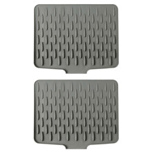 (2pcs) Sloped Silicone Drain Mat, Heat-Resistant & Non-Slip Dish Drying Mat, Multi-Purpose Kitchen Counter Mat