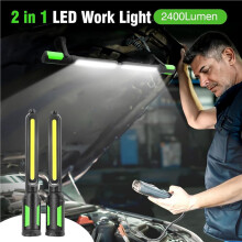 2X Work Light for Mechanic, 2400LM LED, 4400mAh Rechargeable, Magnetic, Underhood Work Light with Hooks