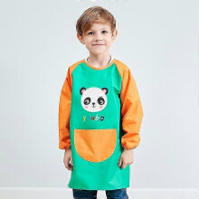 (M, Green) Unisex Boys Girls Waterproof Art Smock Kids Painting Aprons with Pockets Long Sleeve&Sleeveless Age 3-12 Years