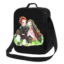 Demon Slayer Nezuko Isolierte Lunchtasche, tragbare, wiederverwendbare Lunchbox mit Reißverschluss, für Damen und Herren, geeignet für Arbeit,
