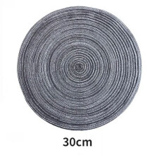 1 set de table rond en ramie tissée, antidérapant, pour la table, les bols et les verres.