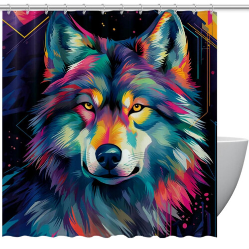 Rideau de douche imperméable Wolf avec œillets et crochets, 152 x 183 cm