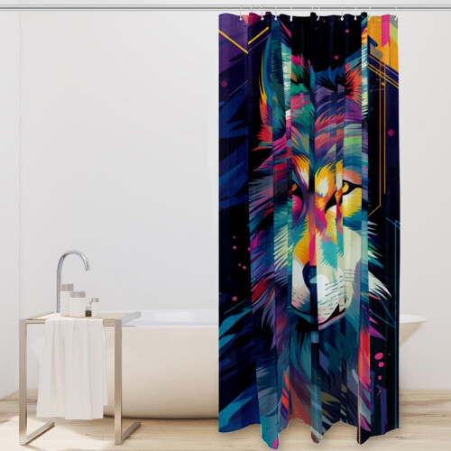 Rideau de douche imperméable Wolf avec œillets et crochets, 152 x 183 cm 1