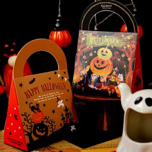 Jacenvly Nouveautés Décoration Murale Liquidation Boîtes à bonbons d'Halloween Portables Sacs fourre-tout pour bonbons d'Halloween Décoration de
