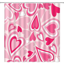 Rideau de douche Saint-Valentin, motif cœur rose, amour romantique, couple, femme, fille, abstrait, avec crochets, 178 cm x 178 cm