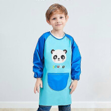 (M, Light Blue) Unisex Boys Girls Waterproof Art Smock Kids Painting Aprons with Pockets Long Sleeve&Sleeveless Age 3-12 Years