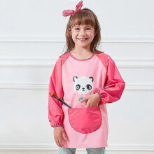 (L, Pink) Unisex Boys Girls Waterproof Art Smock Kids Painting Aprons with Pockets Long Sleeve&Sleeveless Age 3-12 Years