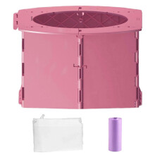 (Pink) Foldable Potty Seat with Disposable Bags, Kids Portable Folding Toilet for Car, Camping, Travel, Outdoor and Indoor Use