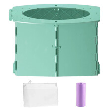(Green) Foldable Potty Seat with Disposable Bags, Kids Portable Folding Toilet for Car, Camping, Travel, Outdoor and Indoor Use
